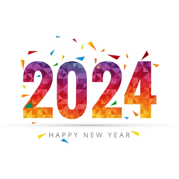 Free Vector happy new year 2024 card holiday with white background