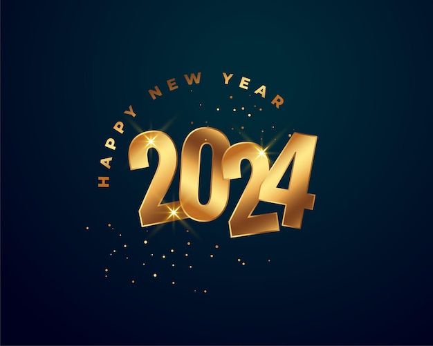 happy new year 2024 invitation card with shiny effect vector