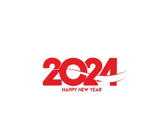 Happy New Year 2024 Text Typography Design Element flyer banner design