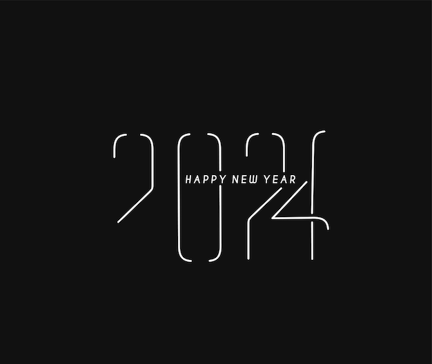 Free Vector happy new year 2024 text typography design element flyer banner design