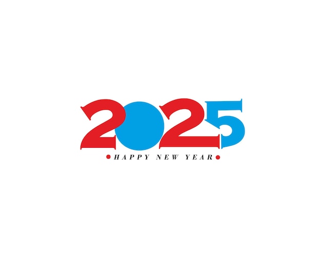 Happy New Year 2025 Text Typography Design Element flyer banner design