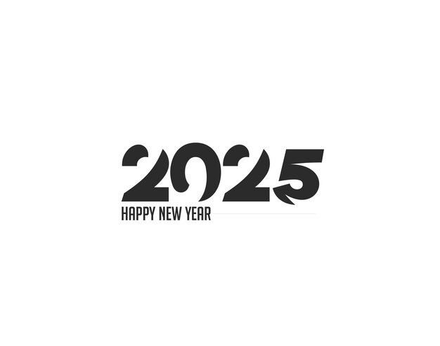 Happy New Year 2025 Text Typography Design Element flyer banner design