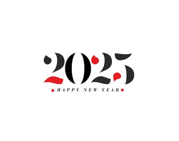 Free Vector happy new year 2025 text typography design element flyer banner design