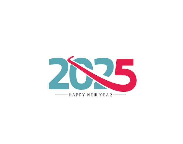 Happy New Year 2025 Text Typography Design Element flyer banner design