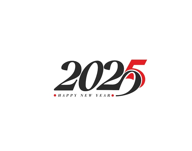 Happy New Year 2025 Text Typography Design Element flyer banner design