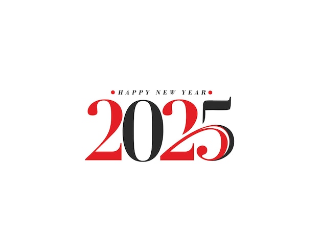 Happy New Year 2025 Text Typography Design Element flyer banner design