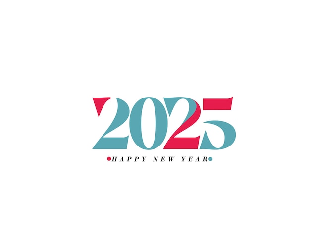 Happy New Year 2025 Text Typography Design Element flyer banner design