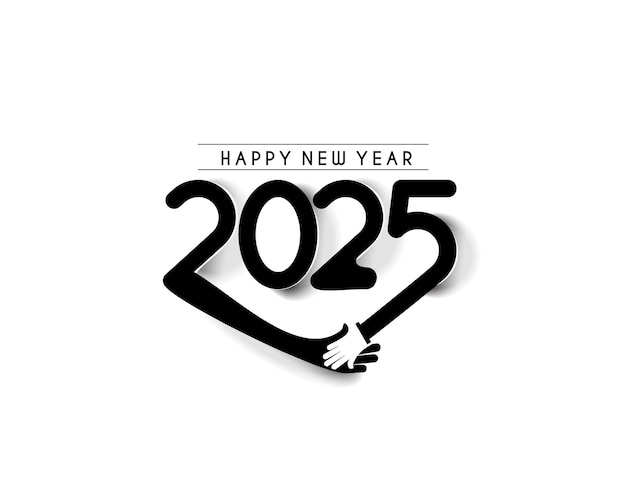 Free Vector happy new year 2025 text typography design element flyer banner design