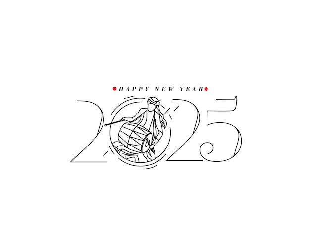 Free Vector happy new year 2025 text typography design element flyer banner design