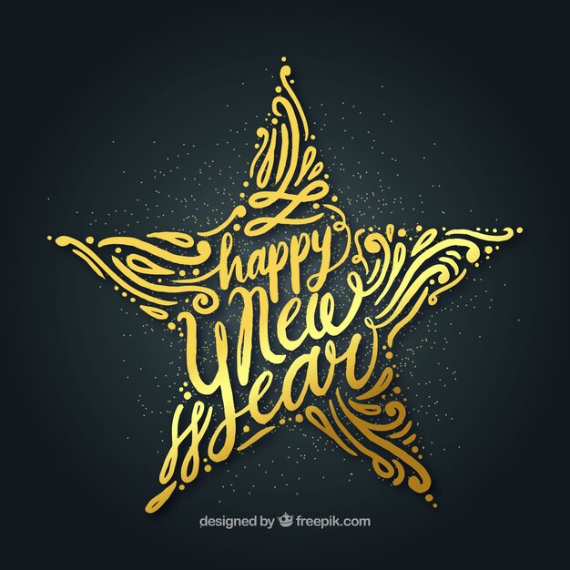 Happy new year background with a big golden star