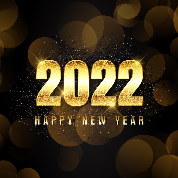 Happy New Year background with glittery gold lettering