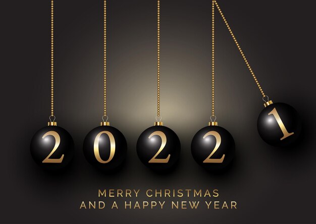 Happy New Year background with hanging baubles design