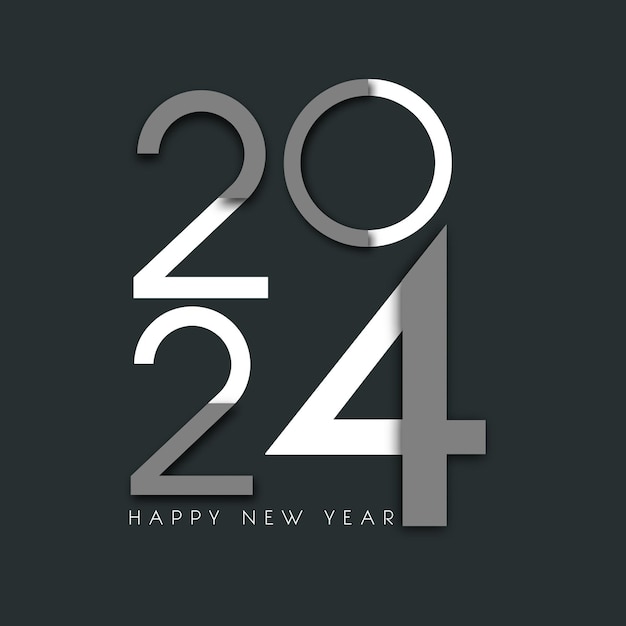 Free vector happy new year background with a modern monochrome number design