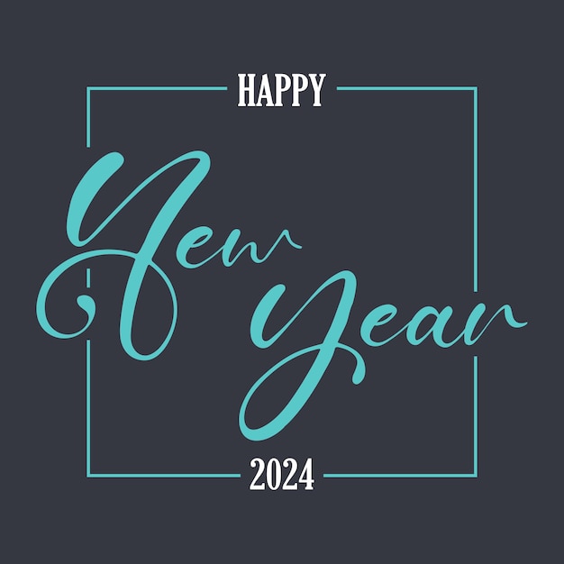 Happy New Year background with script text and border design