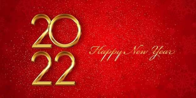 Happy New Year banner with red and gold design