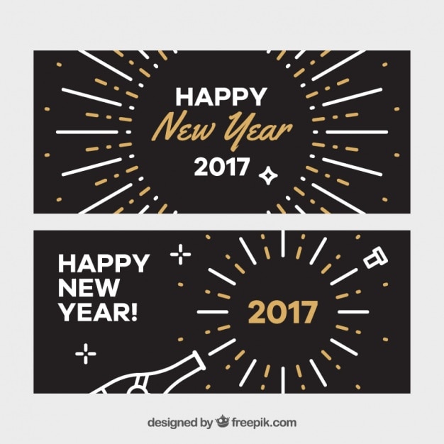 Happy new year banners in minimalist style