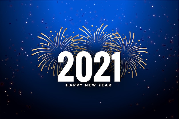 Free Vector happy new year  blue background with fireworks