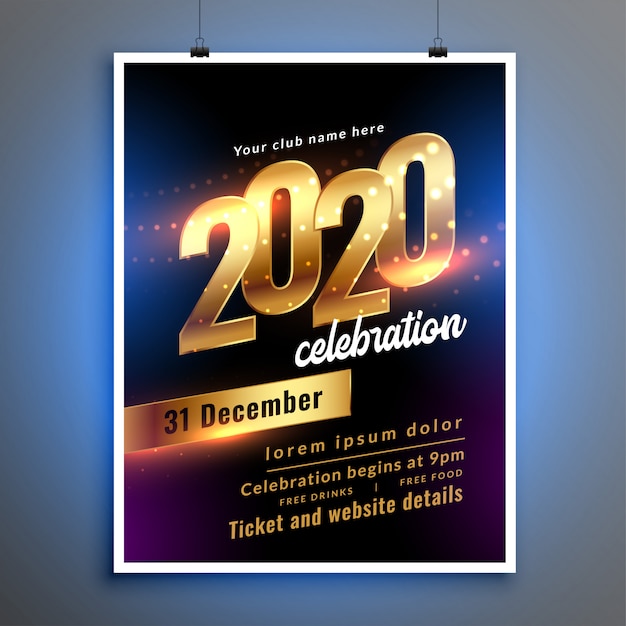 Happy new year celebration party flyer or poster template 