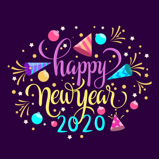 Happy new year concept with lettering