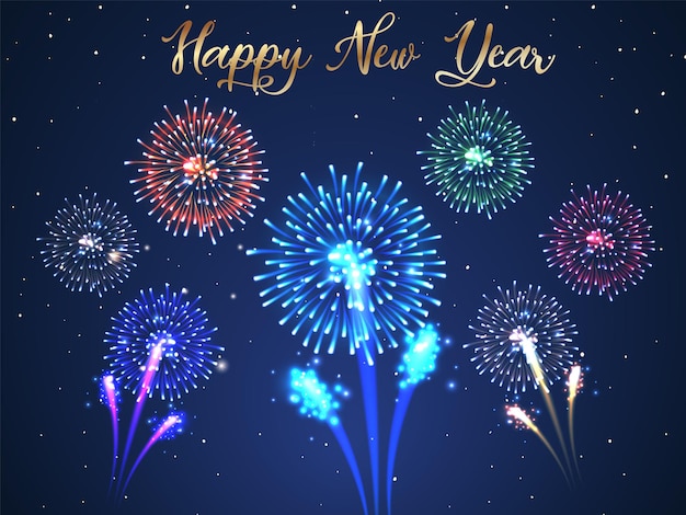 Free Vector happy new year fireworks celebration