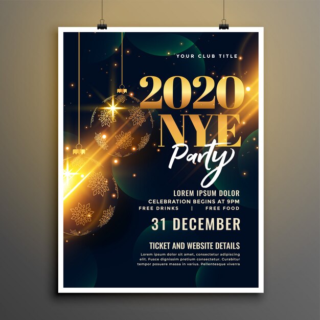 Happy new year golden and black flyer or poster template 