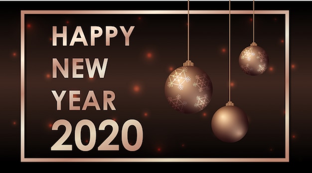 Happy new year greeting card design with ornaments