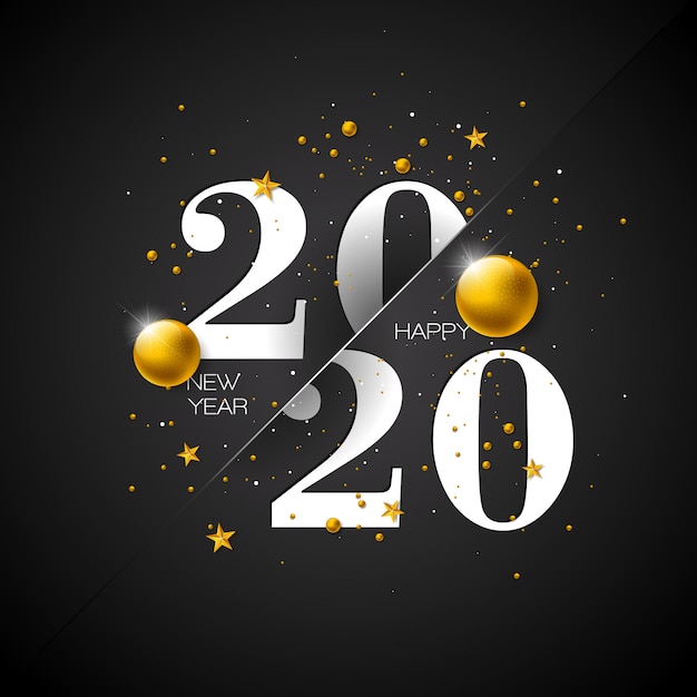 Free Vector happy new year illustration with typography number 