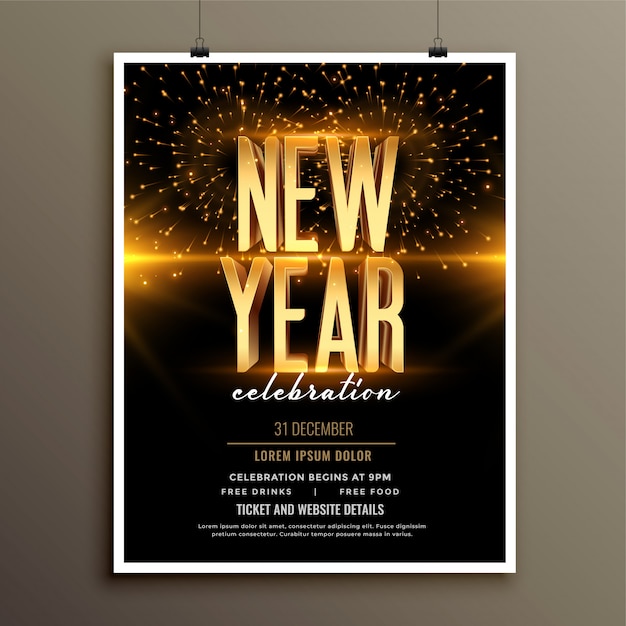 Happy new year invitation flyer or poster  template