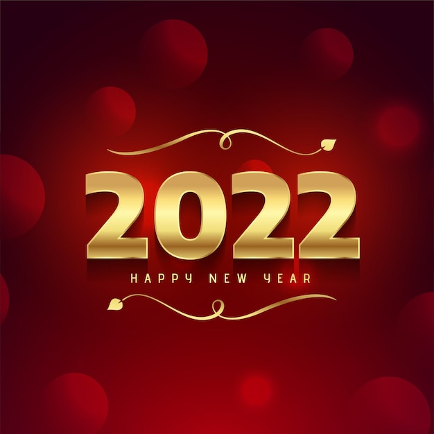 Happy new year luxury greeting in golden color with red background