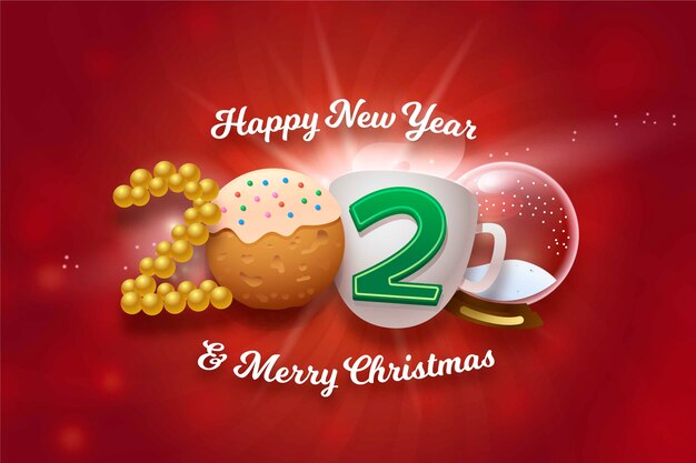 Happy new year and merry christmas funny background