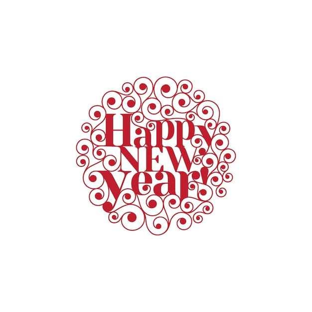 Happy New Year  text Lettering circle shape