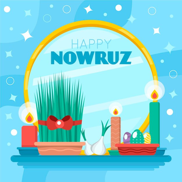 Happy nowruz event flat design illustration