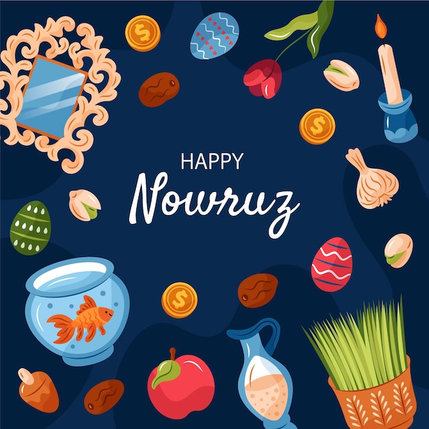 Free Vector happy nowruz hand drawn elements