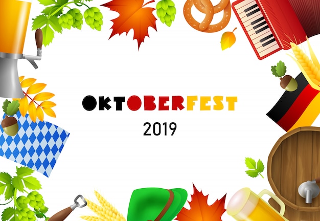 Happy Oktoberfest lettering and fest elements