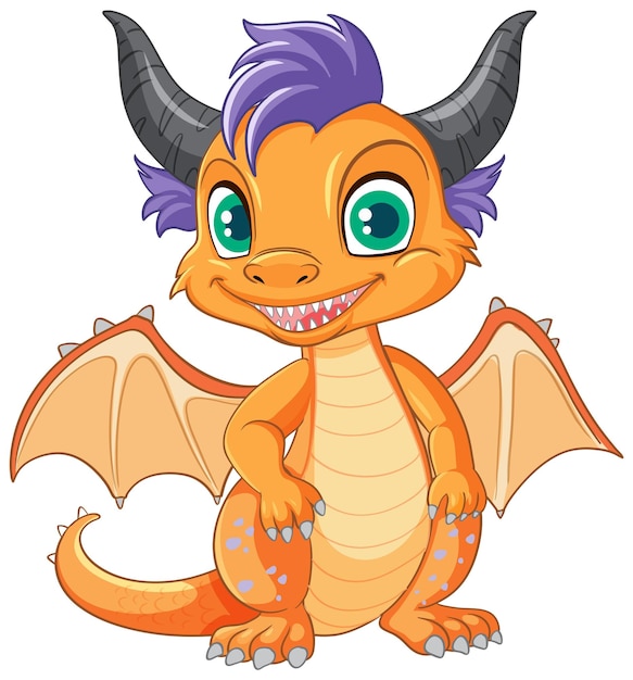 Free Vector happy orange cartoon dragon smiling