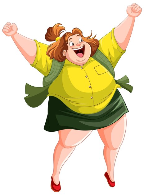 Happy Overweight Woman Cartoon Character