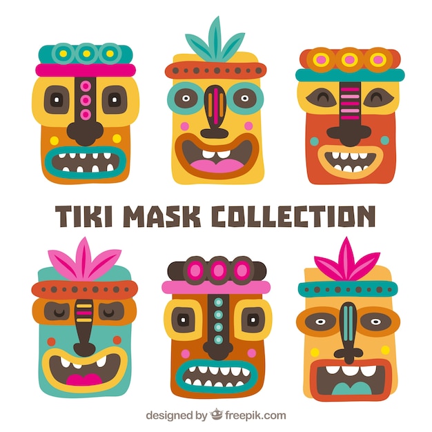 Happy pack of smiley tiki masks