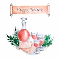 Free vector happy passover watercolor