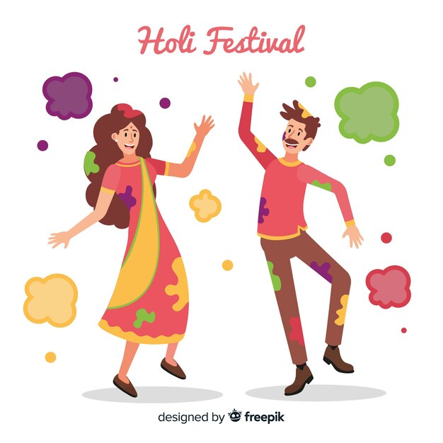 Happy people celebrating holi festival