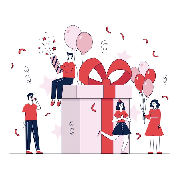 Free Vector happy people making gifts and presents vector illustration