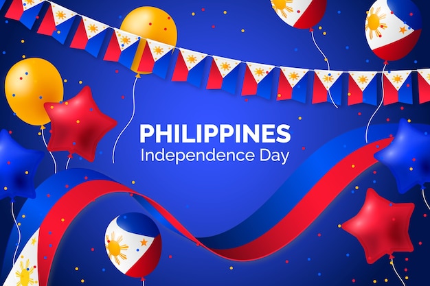 Happy philippines independence day realistic background