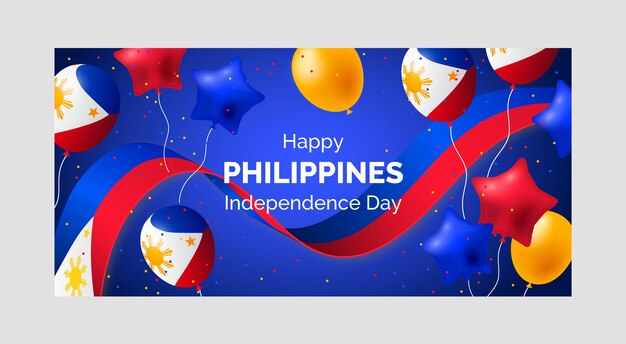 Happy philippines independence day realistic banner