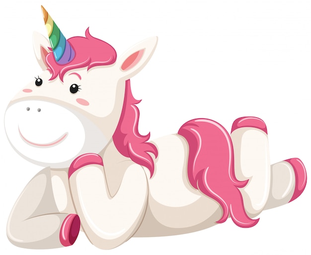 Free vector happy pink unicorn laying