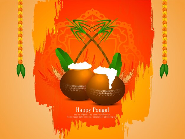 Happy Pongal agriculture festival greeting background design vector