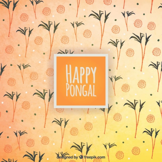 Free vector happy pongal on a palm trees background