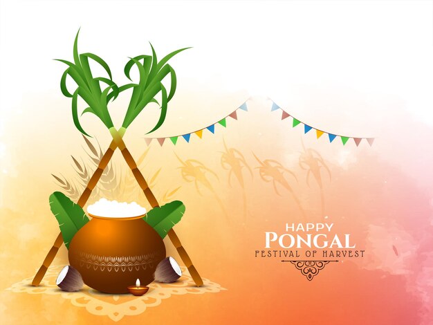 Happy Pongal south Indian festival background design vector