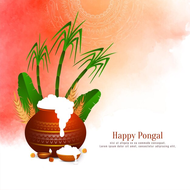 Happy Pongal traditional harvest festival background design vector