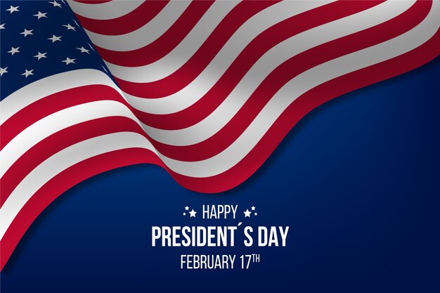 Happy president's day with realistic flag