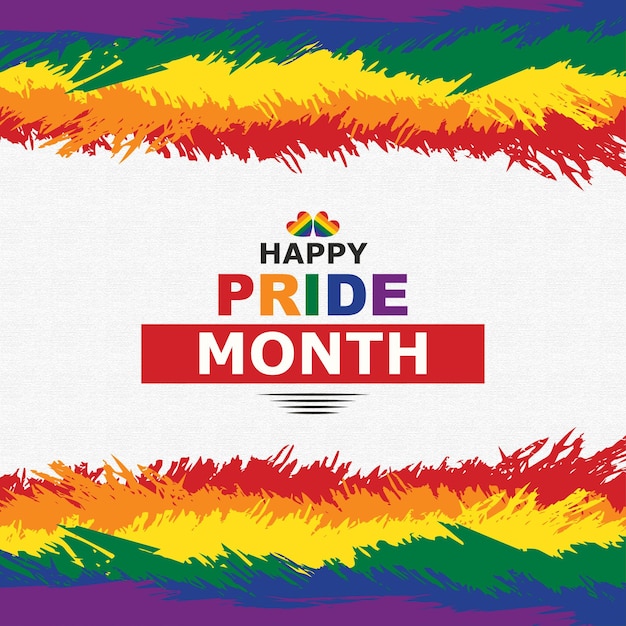 Free Vector happy pride month greetings red blue yellow background social media design banner free vector