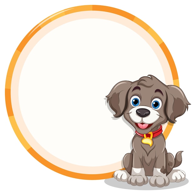 Free Vector happy puppy with decorative circle frame